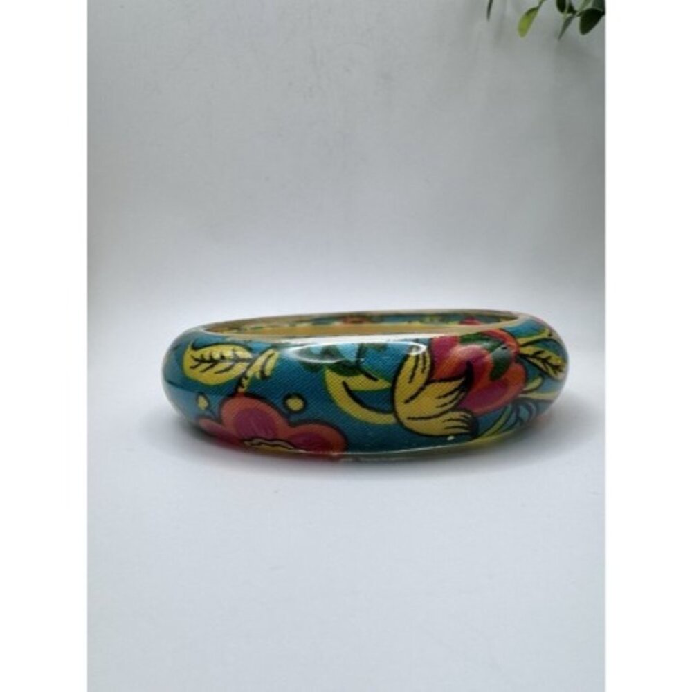 Authentic Lucite Floral Bangle Bracelets 8" Around Beautiful Vintage Boho - Picture 8 of 11